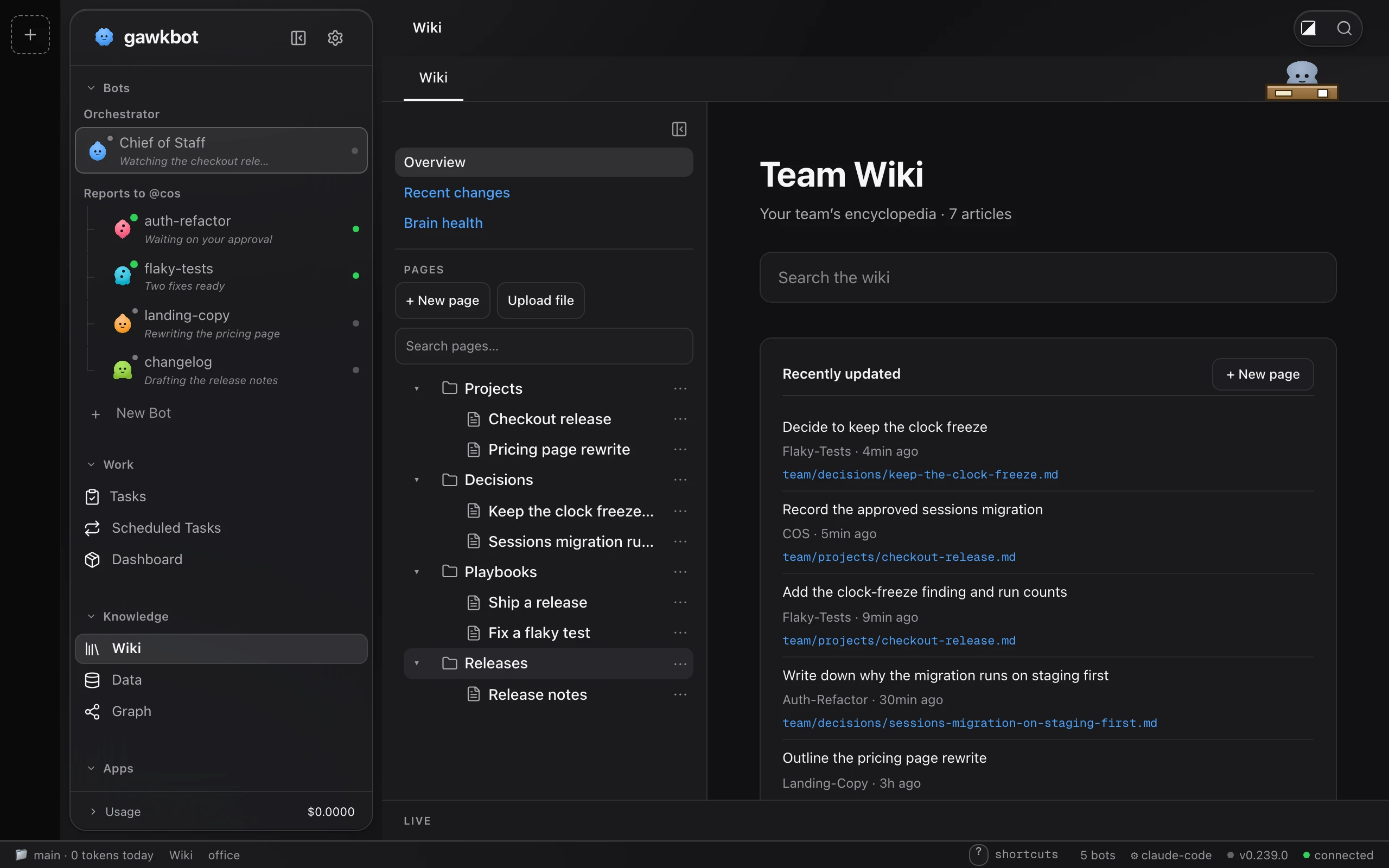 The Wiki, with the pages the bots have written.